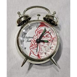 New Department 56 Wake Up Santa Alarm Clock Ornament Working Clock 4" Tall